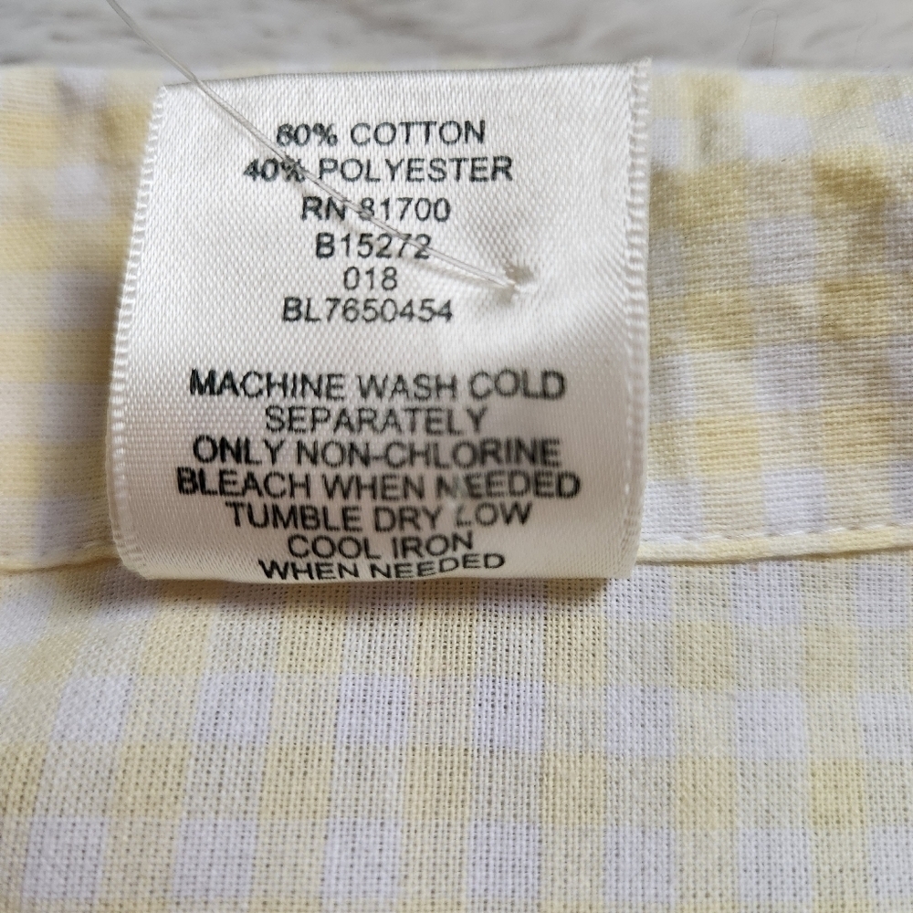 Button down shirt Gingham Collared V-neck Cotton blend yellow white BLAIR NWOT - Picture 12 of 12